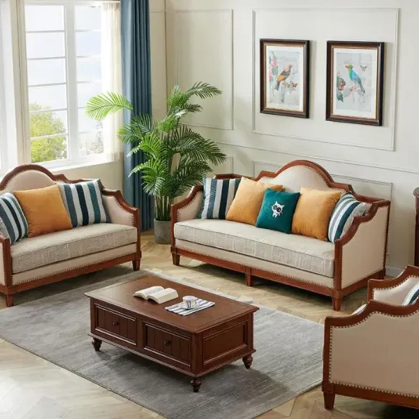 Classic Indian Sheesham Wood Sofa Set
