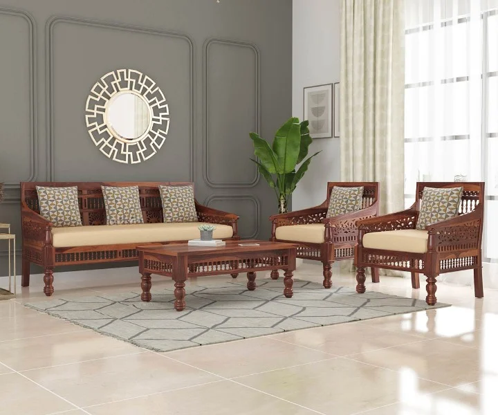 Grace Solid Sheesham Wood Sofa Set (2)
