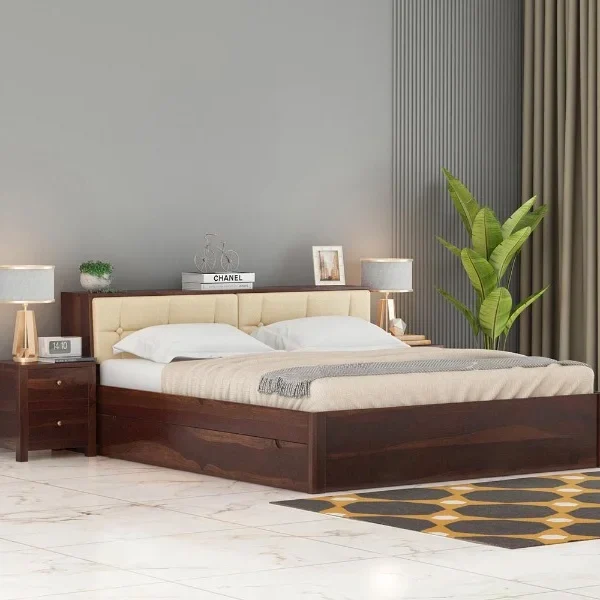 Sheesham Wood King/Queen Size Bed With Storage