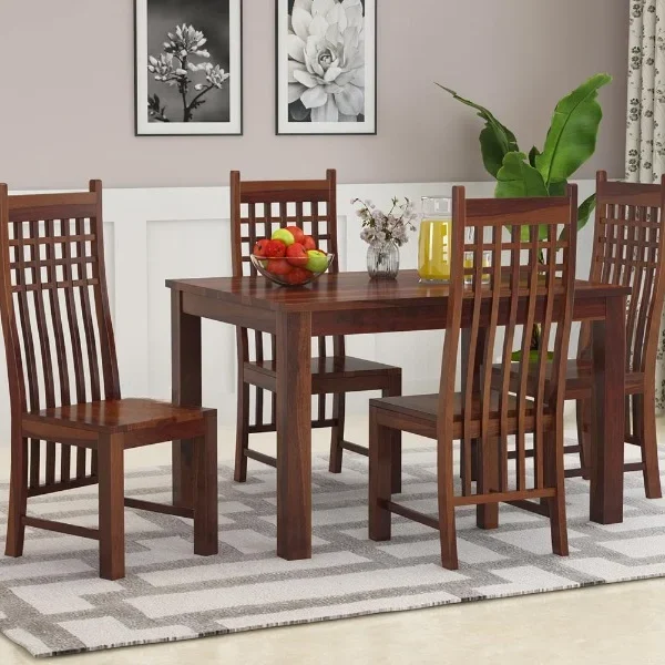 Adolph Compact Wooden Dining Table Set 4 Seater