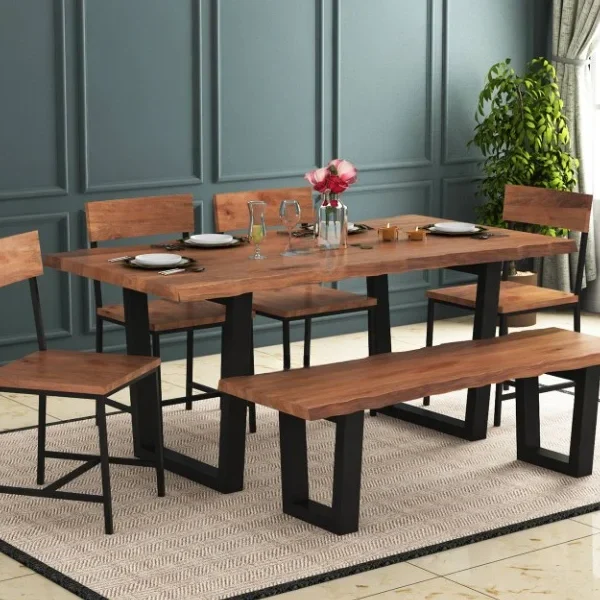 Edge 6 Seater Dining Set with Bench