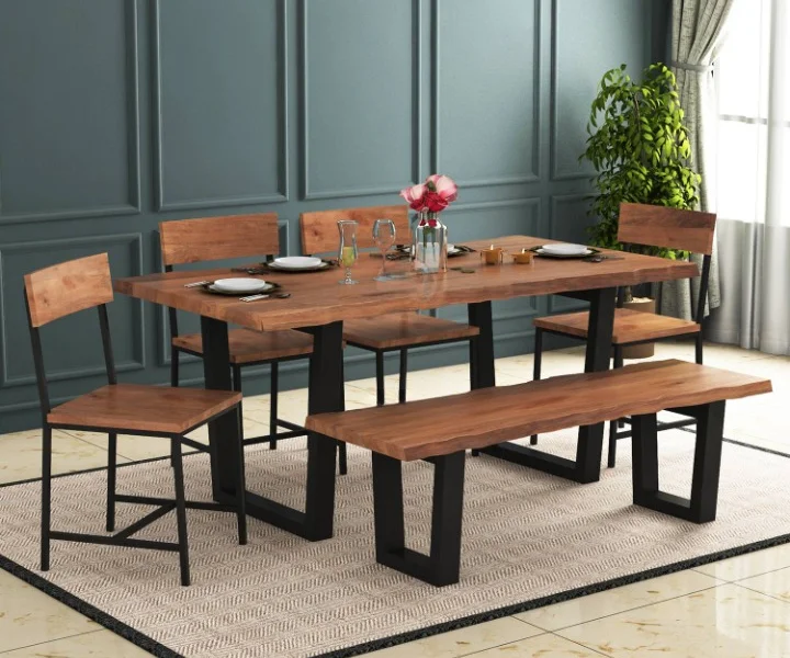 Edge 6 Seater Dining Set with Bench (1)