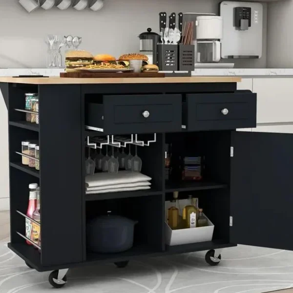 Raegina Kitchen Storage Island with Wine Rack Kitchen