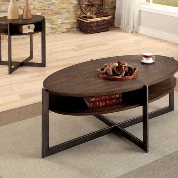 Rustic Open Shelf Accent Table Set