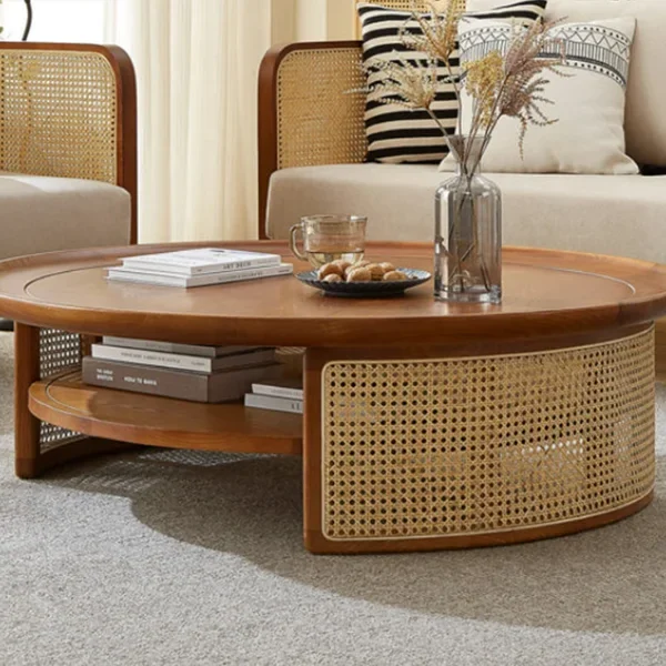 Selena Solid Sheesham  wood Cane Coffee Table