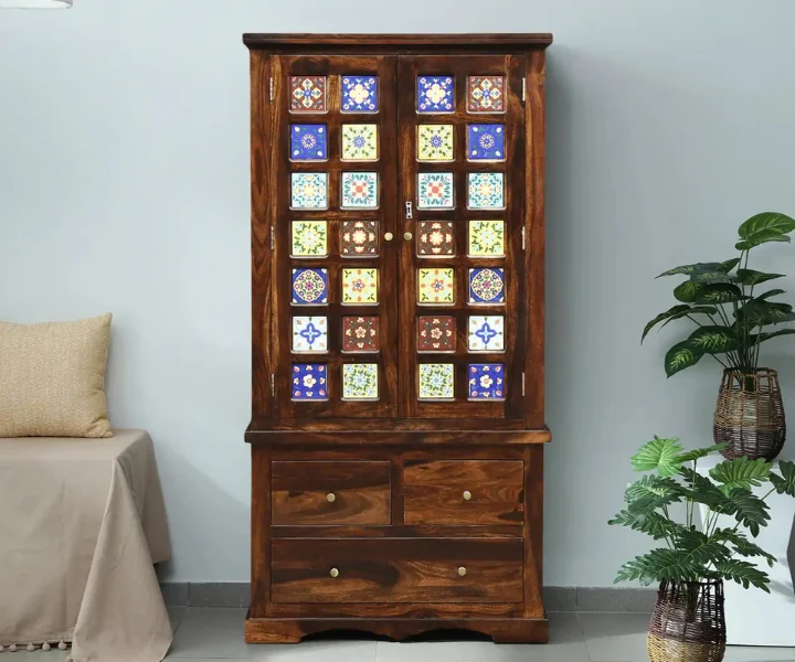 Traditional Sheesham Wood 2 Door Wardrobe (2)