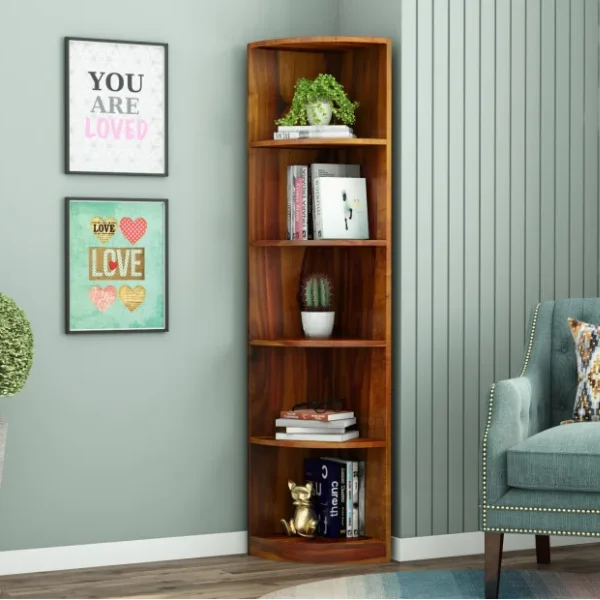 Rop Wooden Corner Bookshelf