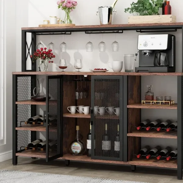 Style Wine Bar Cabinet with Ample Storage and Versatile